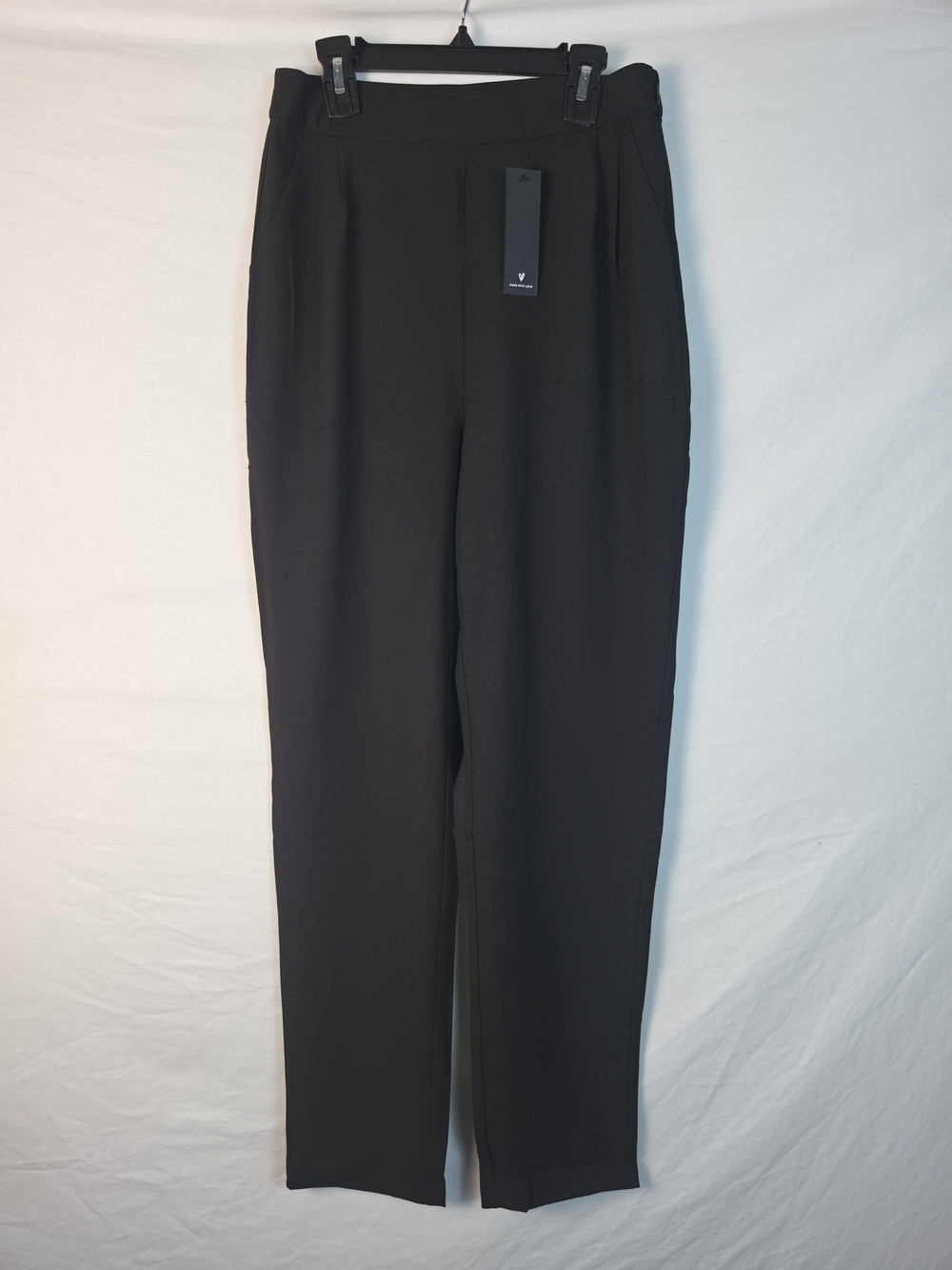 NWT Lulus Sophisticated Company Black High-Waisted Pleated Trouser Pants - Small